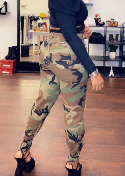 Distressed Army Fatigue Jeans